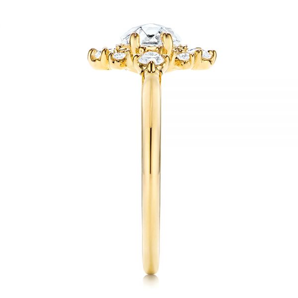 14k Yellow Gold Modified Halo And Rose Cut Diamond Engagement Ring - Side View -  106178