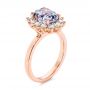  14K Gold Montana Sapphire And Diamond Halo Engagement Ring - Three-Quarter View -  106520 - Thumbnail
