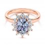  18K Gold 18K Gold Montana Sapphire And Diamond Halo Engagement Ring - Flat View -  106520 - Thumbnail