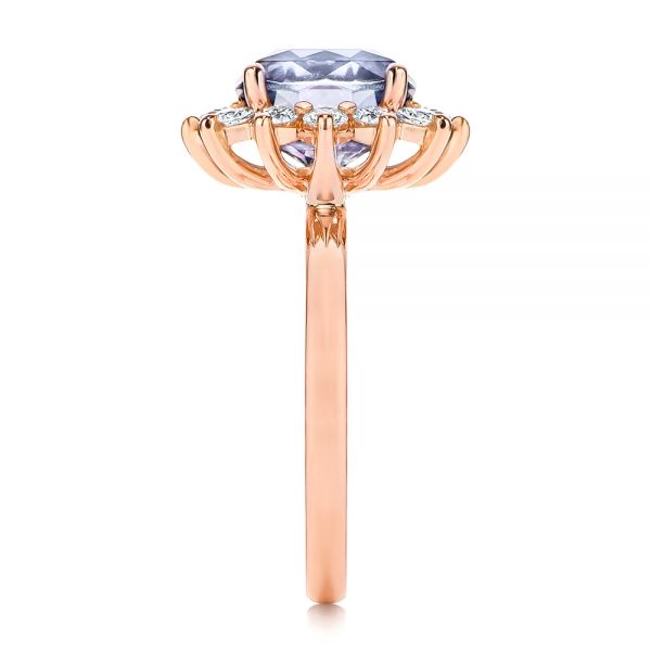  18K Gold 18K Gold Montana Sapphire And Diamond Halo Engagement Ring - Side View -  106520