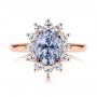  14K Gold Montana Sapphire And Diamond Halo Engagement Ring - Top View -  106520 - Thumbnail