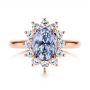  18K Gold 18K Gold Montana Sapphire And Diamond Halo Engagement Ring - Top View -  106520 - Thumbnail