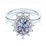 14k White Gold 14k White Gold Montana Sapphire And Diamond Halo Engagement Ring - Flat View -  106520 - Thumbnail
