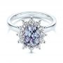  Platinum Platinum Montana Sapphire And Diamond Halo Engagement Ring - Flat View -  106520 - Thumbnail