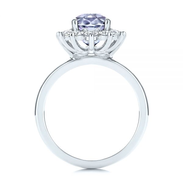  Platinum Platinum Montana Sapphire And Diamond Halo Engagement Ring - Front View -  106520