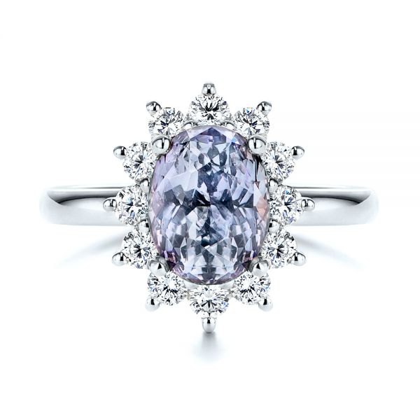  Platinum Platinum Montana Sapphire And Diamond Halo Engagement Ring - Top View -  106520