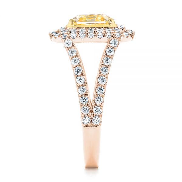 14k Rose Gold And 18K Gold 14k Rose Gold And 18K Gold Natural Yellow Diamond Engagement Ring - Side View - 103158