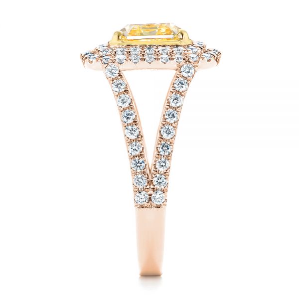 18k Rose Gold And 14K Gold 18k Rose Gold And 14K Gold Natural Yellow Diamond Engagement Ring - Side View -  103158