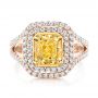 14k Rose Gold And 18K Gold 14k Rose Gold And 18K Gold Natural Yellow Diamond Engagement Ring - Top View -  103158 - Thumbnail