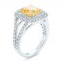 18k White Gold And 14K Gold 18k White Gold And 14K Gold Natural Yellow Diamond Engagement Ring - Three-Quarter View -  103158 - Thumbnail