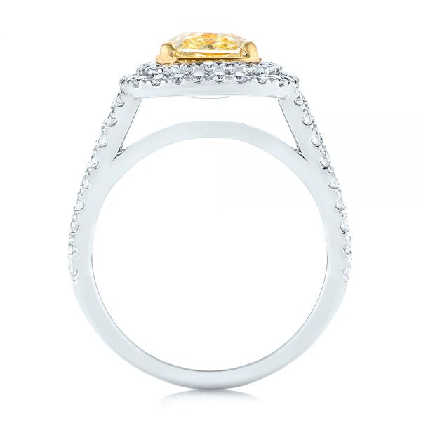 18k White Gold And 18K Gold Natural Yellow Diamond Engagement Ring - Front View -  103158