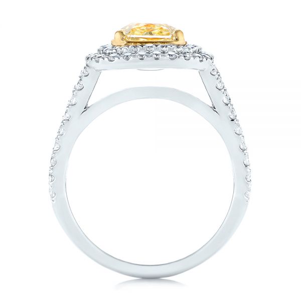 18k White Gold And 18K Gold Natural Yellow Diamond Engagement Ring - Front View - 103158