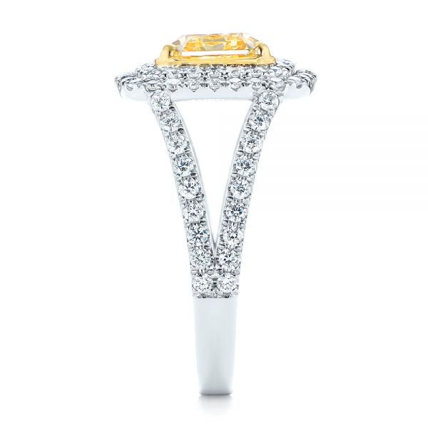 18k White Gold And 18K Gold Natural Yellow Diamond Engagement Ring - Side View - 103158
