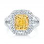 18k White Gold And 18K Gold Natural Yellow Diamond Engagement Ring - Top View -  103158 - Thumbnail