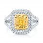 14k White Gold And 18K Gold 14k White Gold And 18K Gold Natural Yellow Diamond Engagement Ring - Top View -  103158 - Thumbnail