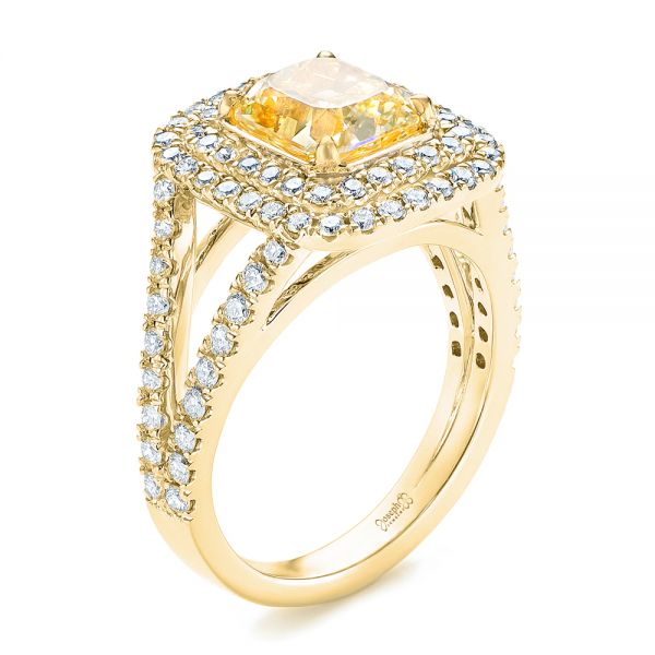 18k Yellow Gold And 18K Gold 18k Yellow Gold And 18K Gold Natural Yellow Diamond Engagement Ring - Three-Quarter View - 103158