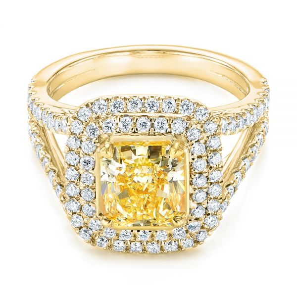 14k Yellow Gold And Platinum 14k Yellow Gold And Platinum Natural Yellow Diamond Engagement Ring - Flat View -  103158