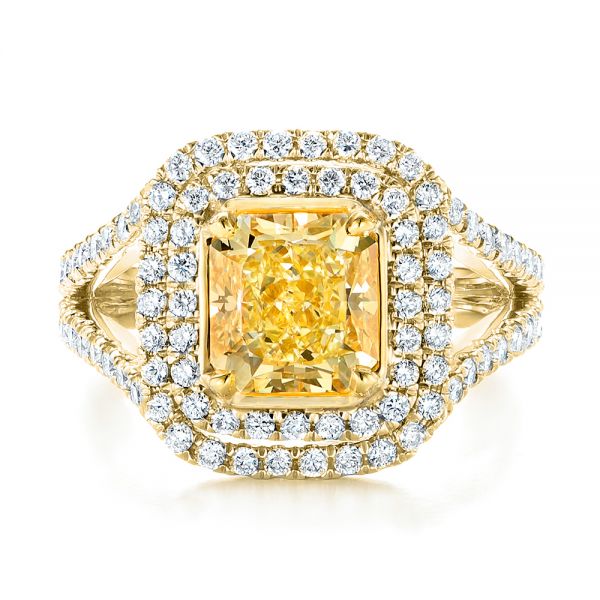 18k Yellow Gold And 18K Gold 18k Yellow Gold And 18K Gold Natural Yellow Diamond Engagement Ring - Top View - 103158