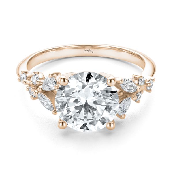 18k Rose Gold 18k Rose Gold Nature Inspired Diamond Cluster Engagement Ring - Flat View -  108333 - Thumbnail