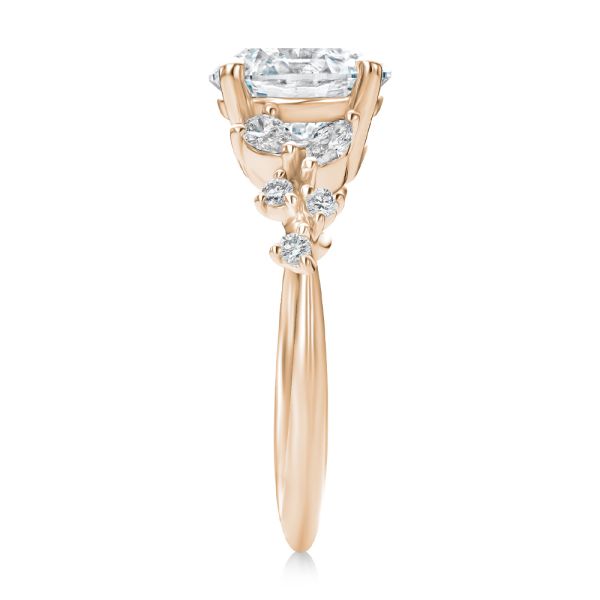 18k Rose Gold 18k Rose Gold Nature Inspired Diamond Cluster Engagement Ring - Side View -  108333 - Thumbnail