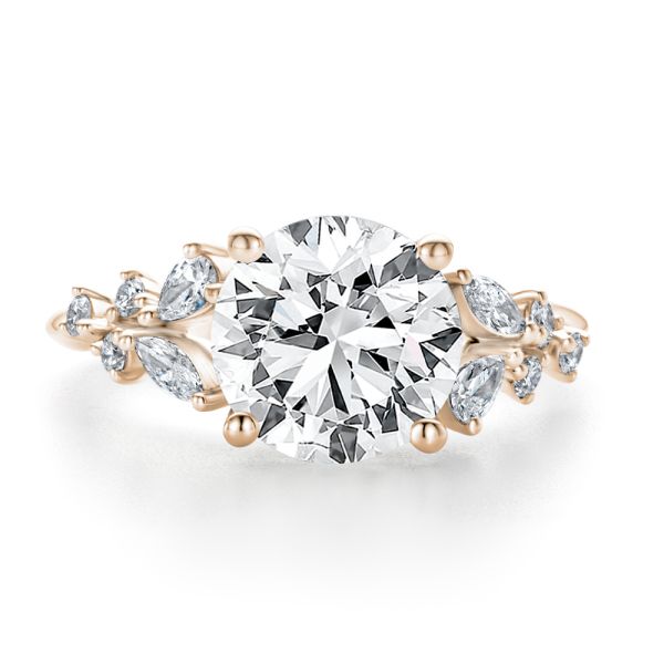 18k Rose Gold 18k Rose Gold Nature Inspired Diamond Cluster Engagement Ring - Top View -  108333 - Thumbnail