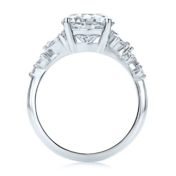 14k White Gold Nature Inspired Diamond Cluster Engagement Ring - Front View -  108333 - Thumbnail