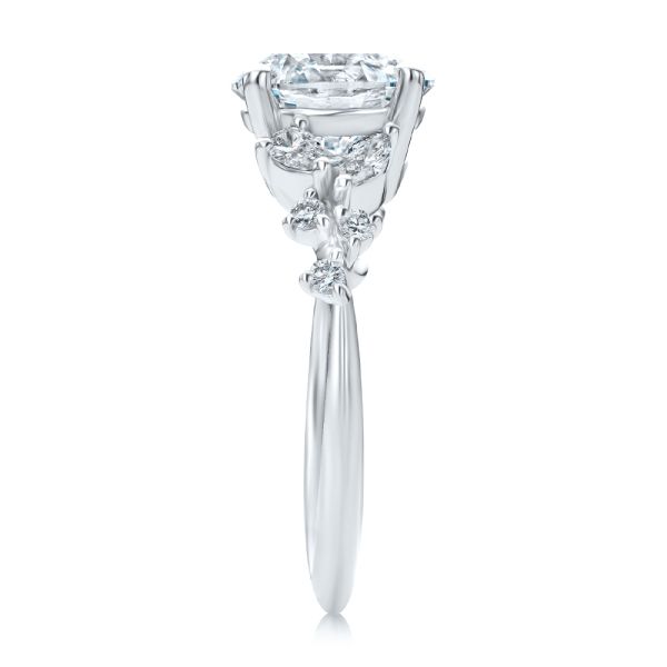 14k White Gold Nature Inspired Diamond Cluster Engagement Ring - Side View -  108333 - Thumbnail