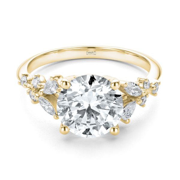 18k Yellow Gold 18k Yellow Gold Nature Inspired Diamond Cluster Engagement Ring - Flat View -  108333 - Thumbnail