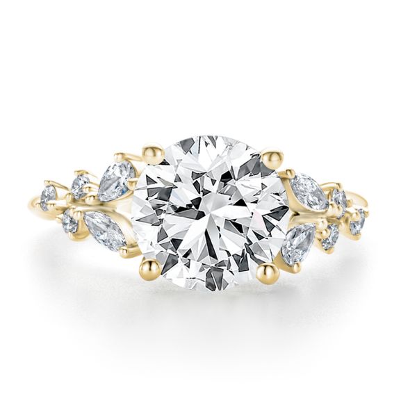 18k Yellow Gold 18k Yellow Gold Nature Inspired Diamond Cluster Engagement Ring - Top View -  108333 - Thumbnail