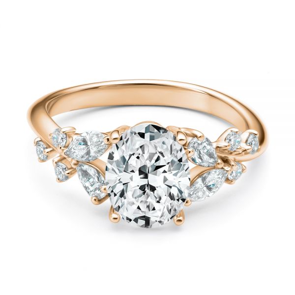 18k Rose Gold 18k Rose Gold Nature Inspired Engagement Ring - Flat View - 107721
