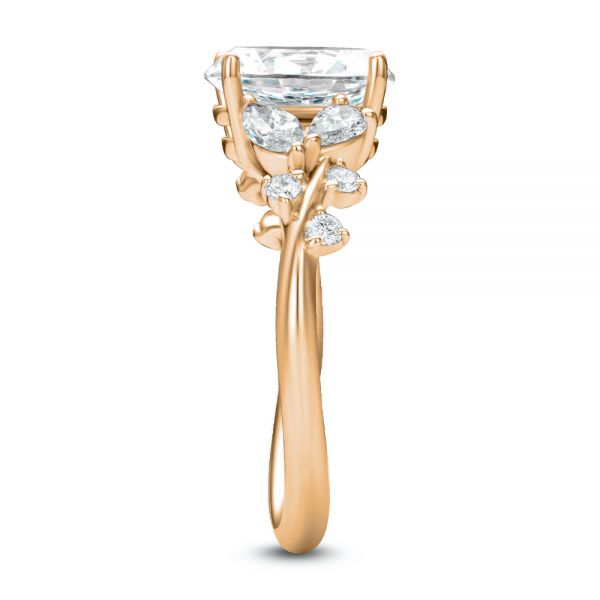 18k Rose Gold 18k Rose Gold Nature Inspired Engagement Ring - Side View - 107721
