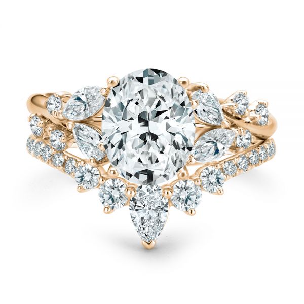 18k Rose Gold 18k Rose Gold Nature Inspired Engagement Ring - Top View - 107721