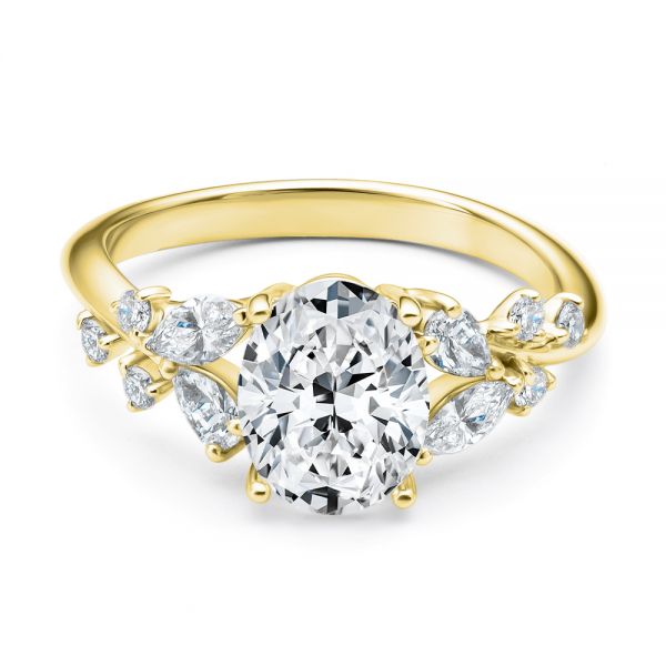 18k Yellow Gold 18k Yellow Gold Nature Inspired Engagement Ring - Flat View - 107721
