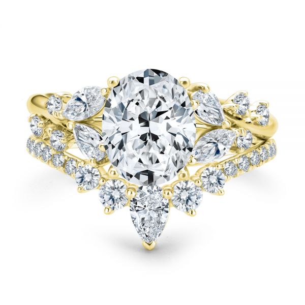 18k Yellow Gold 18k Yellow Gold Nature Inspired Engagement Ring - Top View - 107721