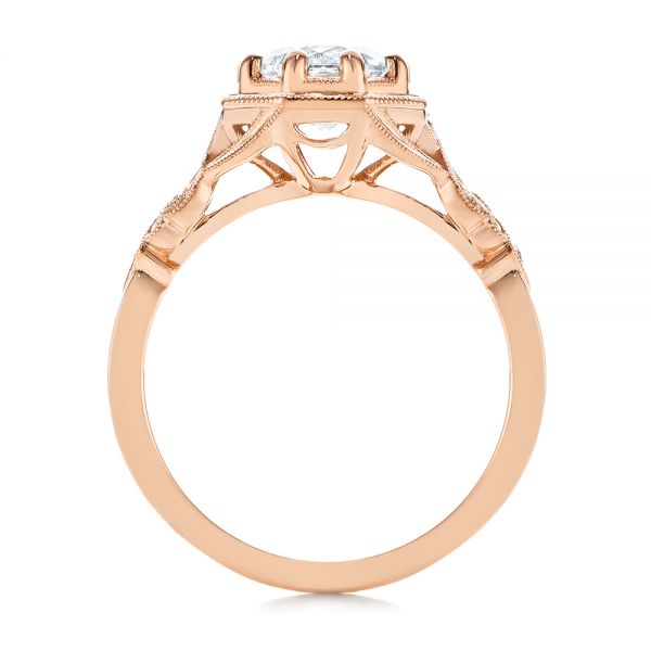 18k Rose Gold 18k Rose Gold Octagon Halo Diamond Engagement Ring - Front View -  105794
