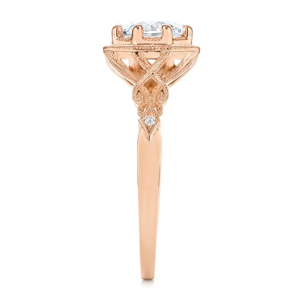 18k Rose Gold 18k Rose Gold Octagon Halo Diamond Engagement Ring - Side View -  105794