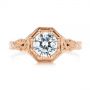 18k Rose Gold 18k Rose Gold Octagon Halo Diamond Engagement Ring - Top View -  105794 - Thumbnail