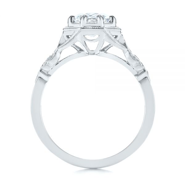 18k White Gold 18k White Gold Octagon Halo Diamond Engagement Ring - Front View -  105794
