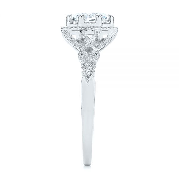14k White Gold 14k White Gold Octagon Halo Diamond Engagement Ring - Side View -  105794