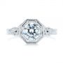 18k White Gold 18k White Gold Octagon Halo Diamond Engagement Ring - Top View -  105794 - Thumbnail