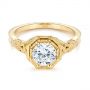 18k Yellow Gold 18k Yellow Gold Octagon Halo Diamond Engagement Ring - Flat View -  105794 - Thumbnail