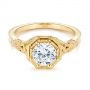 18k Yellow Gold 18k Yellow Gold Octagon Halo Diamond Engagement Ring - Flat View -  105794 - Thumbnail