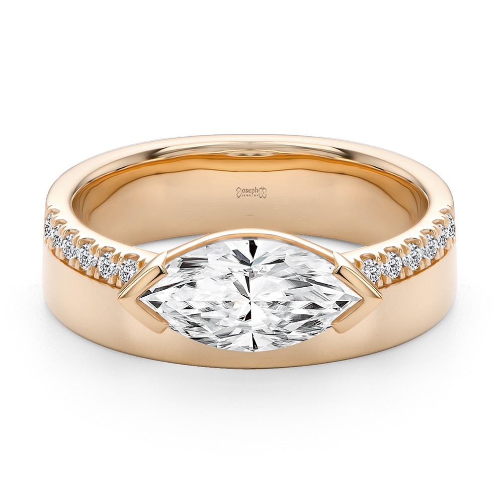 14k Rose Gold 14k Rose Gold Offset Marquise Diamond Engagement Ring - Flat View -  108049 - Thumbnail