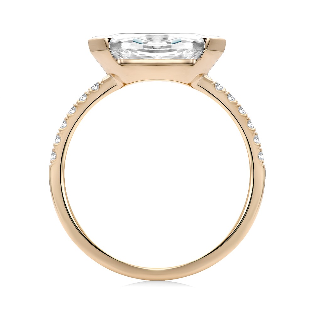 14k Rose Gold 14k Rose Gold Offset Marquise Diamond Engagement Ring - Front View -  108049 - Thumbnail