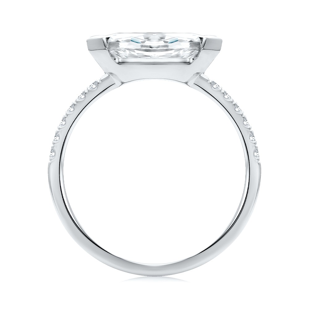 18k White Gold 18k White Gold Offset Marquise Diamond Engagement Ring - Front View -  108049 - Thumbnail