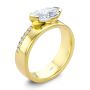14k Yellow Gold Offset Marquise Diamond Engagement Ring - Three-Quarter View -  108049 - Thumbnail