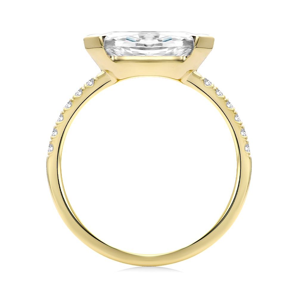 14k Yellow Gold Offset Marquise Diamond Engagement Ring - Front View -  108049 - Thumbnail