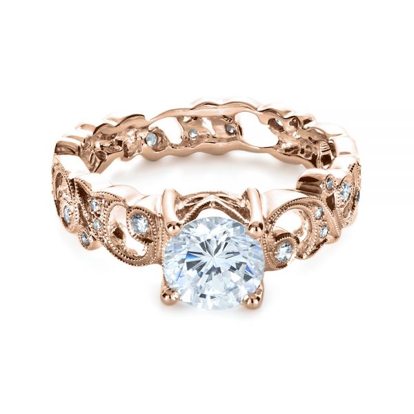 14k Rose Gold 14k Rose Gold Organic Diamond Engagement Ring - Flat View -  1174