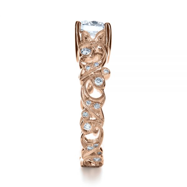 18k Rose Gold 18k Rose Gold Organic Diamond Engagement Ring - Side View - 1174