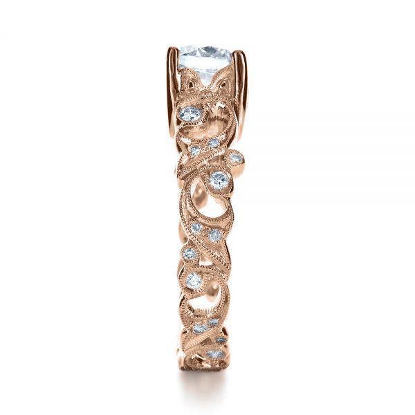 18k Rose Gold 18k Rose Gold Organic Diamond Engagement Ring - Side View -  1174